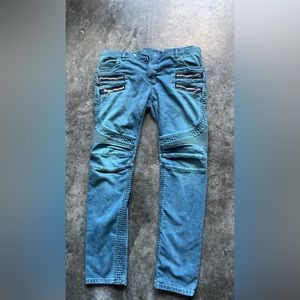 Authentic Balmain Moto Jeans - Light Blue - Size 34 Purchased By Me
